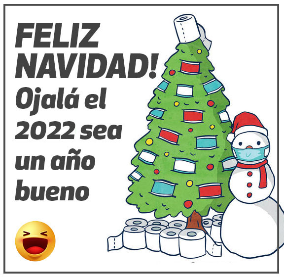 feliz navidad en cuarentena 2022 año coronavirus covid-19 árbol pinito de navidad con barbijo cubrebocas papel higiénico sanitario
