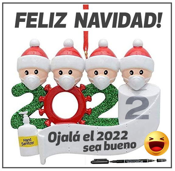 2022 Feliz navidad en cuarentena coronavirus covid-19 barbijos cubrebocas mascarillas papel higiénico alcohol en gel
