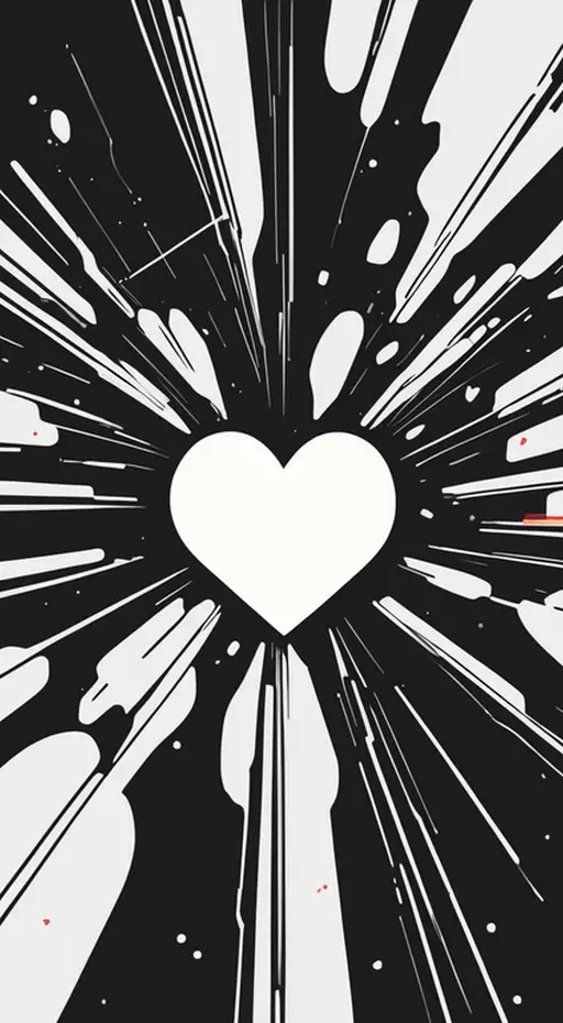 corazon rayos amor blanco negro caricatura vector minimalismo fondo Imagen