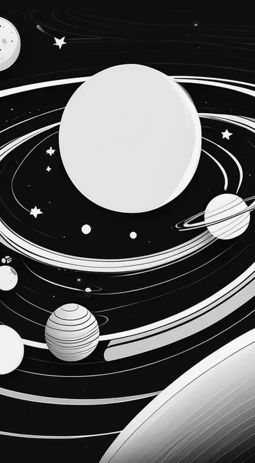 fondo negro dibujos vector planetas y estrellas minimalismo grande espacio diseno simple lineas Imagen