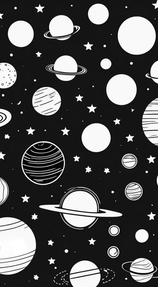 fondo negro dibujos vector planetas y estrellas minimalismo grande vacio fondo 2 Imagen